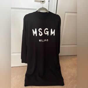 MSGM Black Logo Sweatshirt Dress